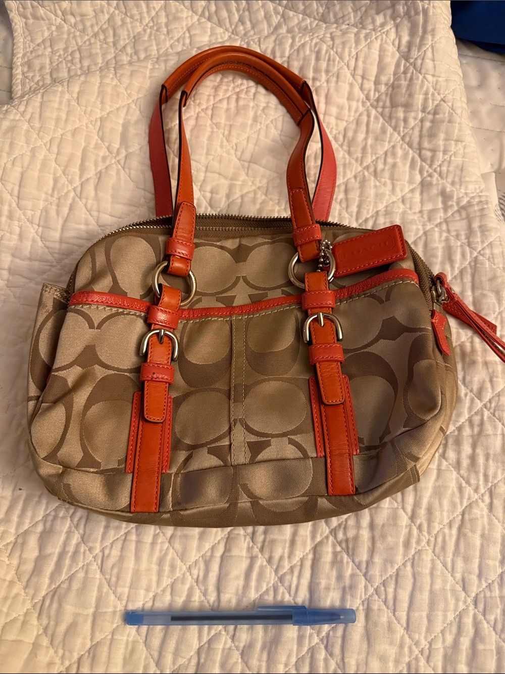 Coach - Designer-Style Tan and Orange Women's Tote Bag